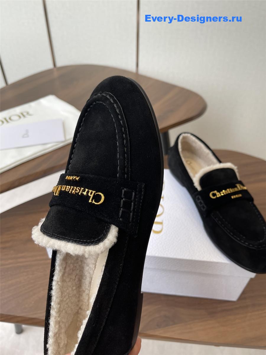 D10r black suede goatskin loafers