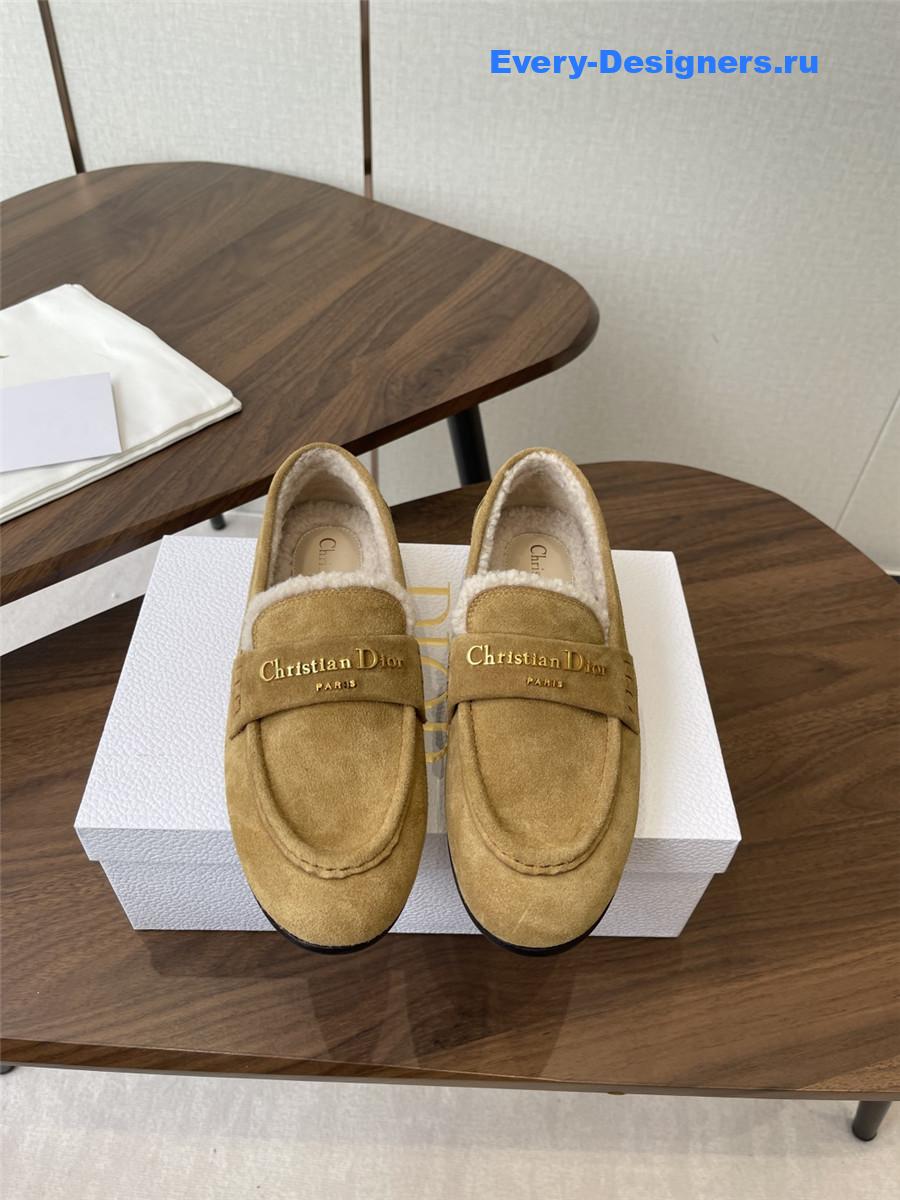 D10r brown suede goatskin loafers