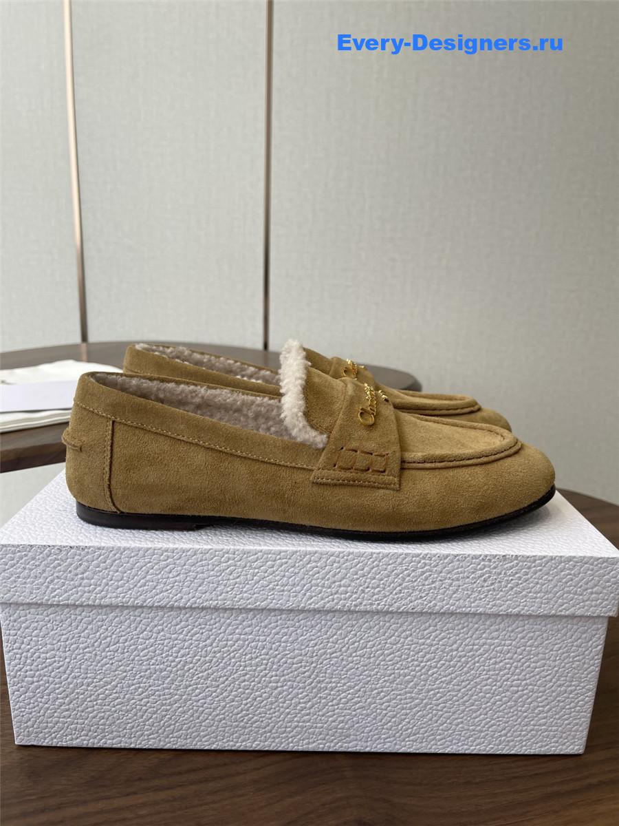 D10r brown suede goatskin loafers