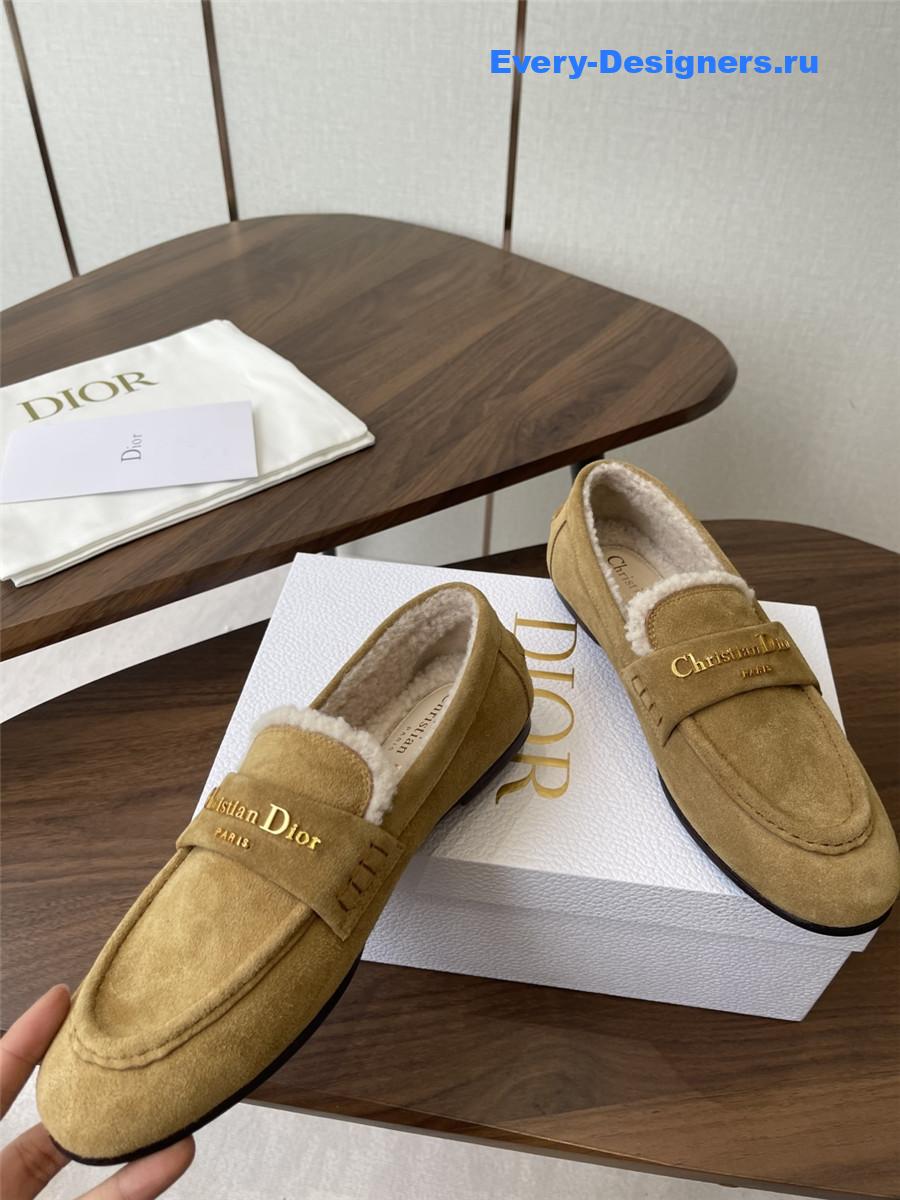 D10r brown suede goatskin loafers