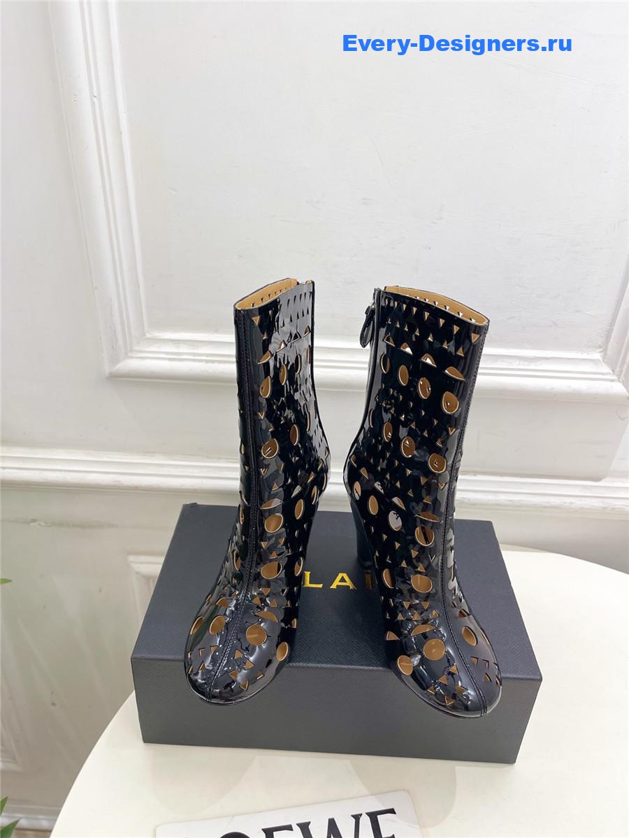 Alaïa Vienne Black Patent Leather Wedge Ankle Boots