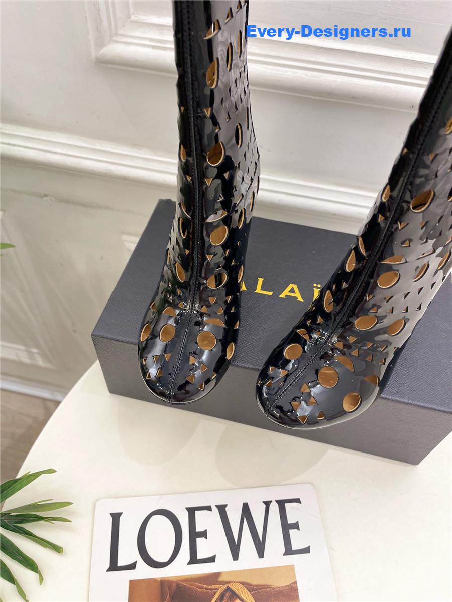 Alaïa Vienne Black Patent Leather Wedge Ankle Boots