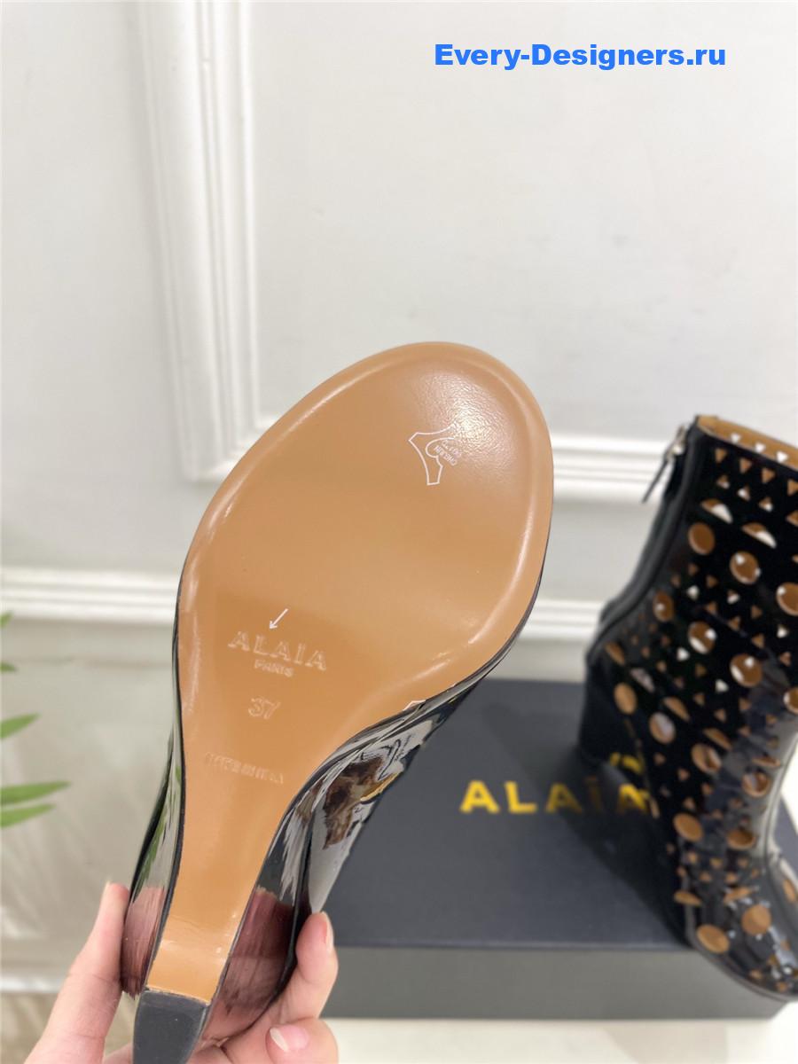 Alaïa Vienne Black Patent Leather Wedge Ankle Boots