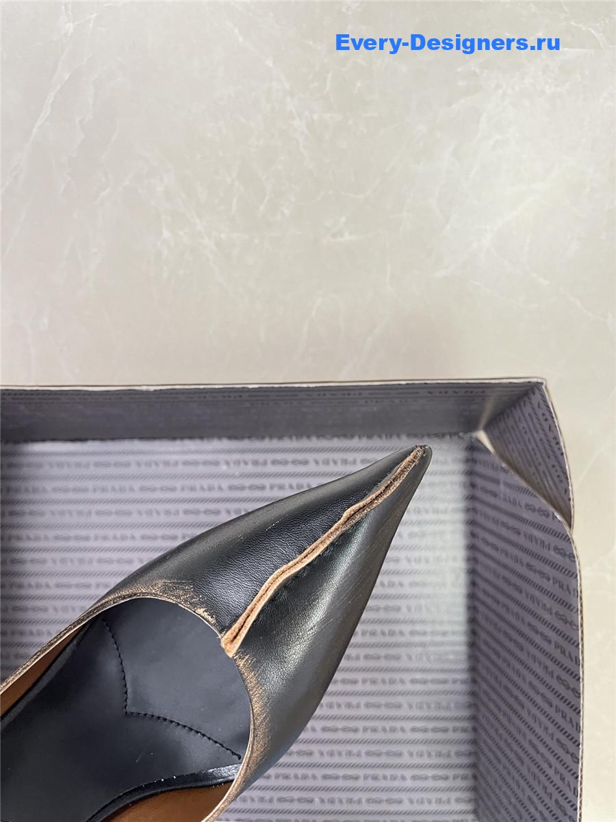 Pra*a 85mm antiqued black leather pointed-toe pumps