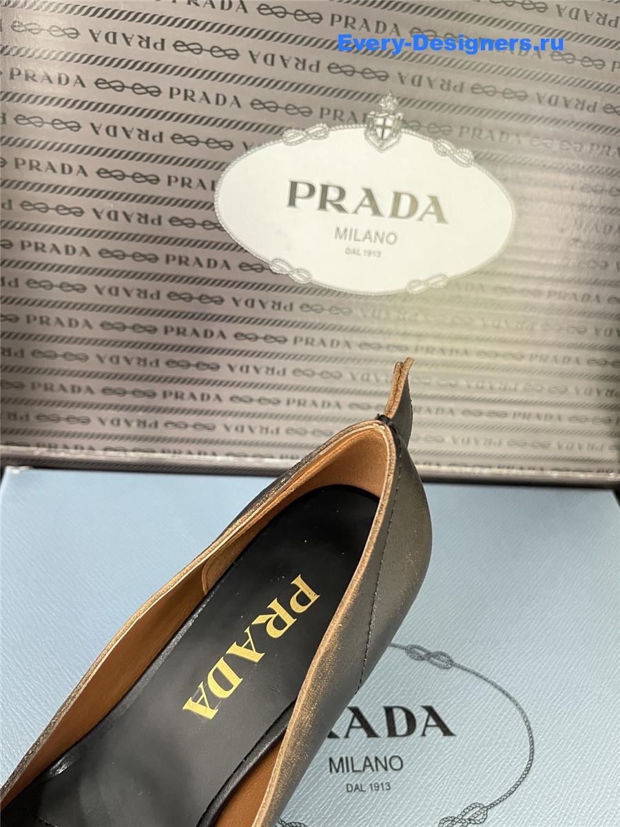 Pra*a 85mm antiqued black leather pointed-toe pumps