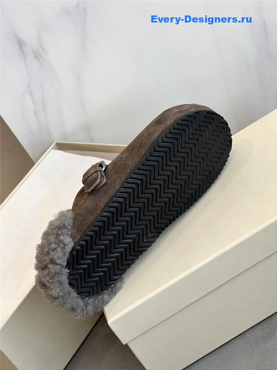 BC Dark Brown Shearling Suede Clogs