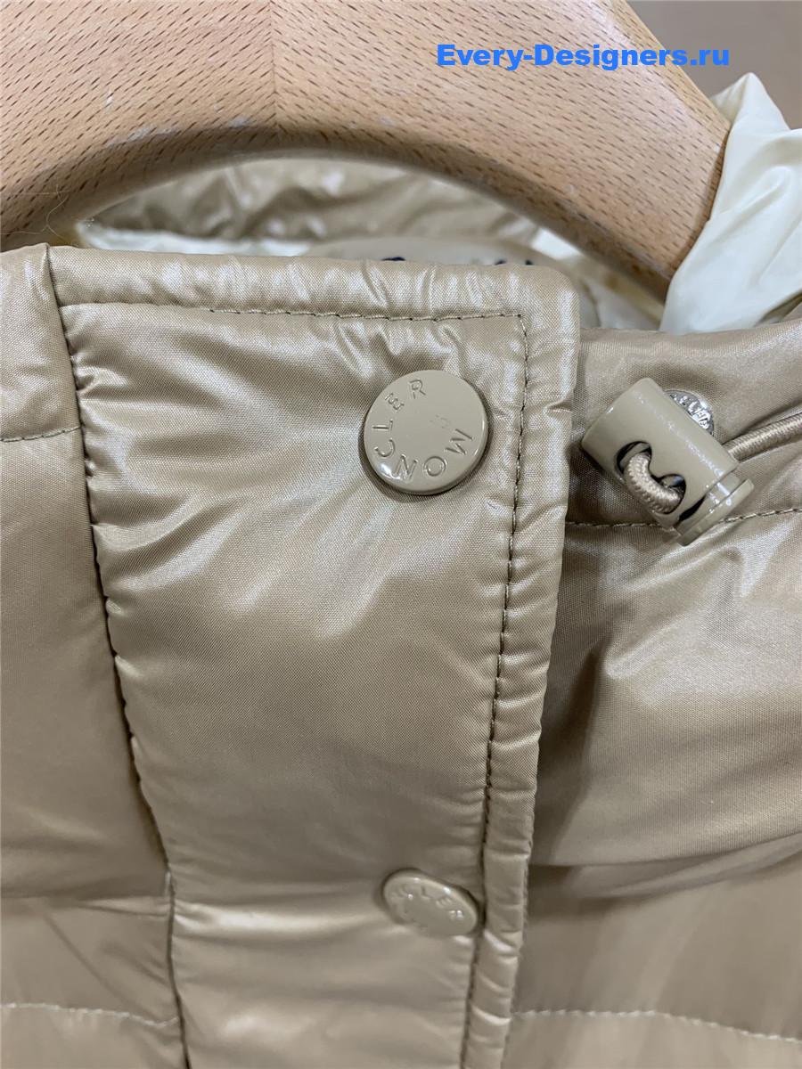 Moncler Beige Bellevue Hooded Long Down Jacket