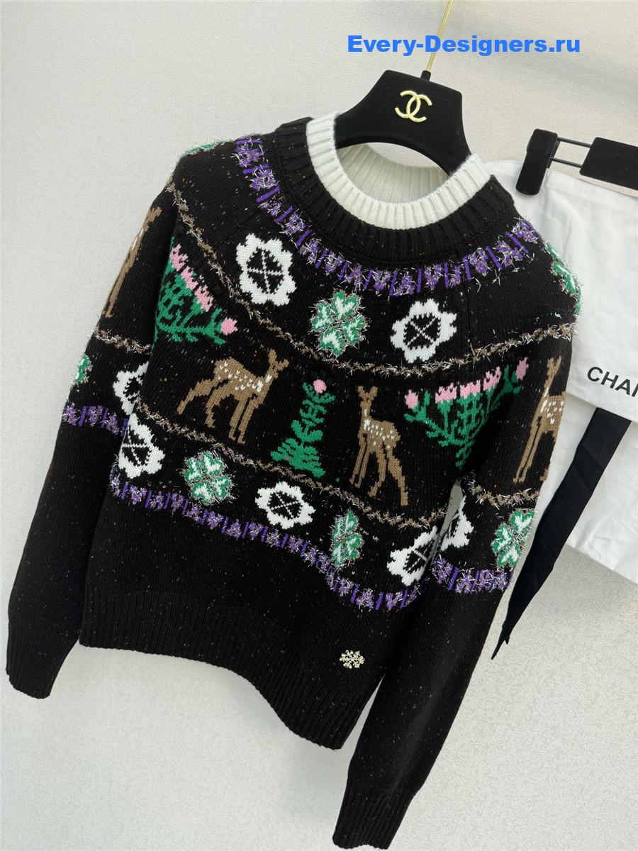 Ch**el black christmas skiing crew neck sweater