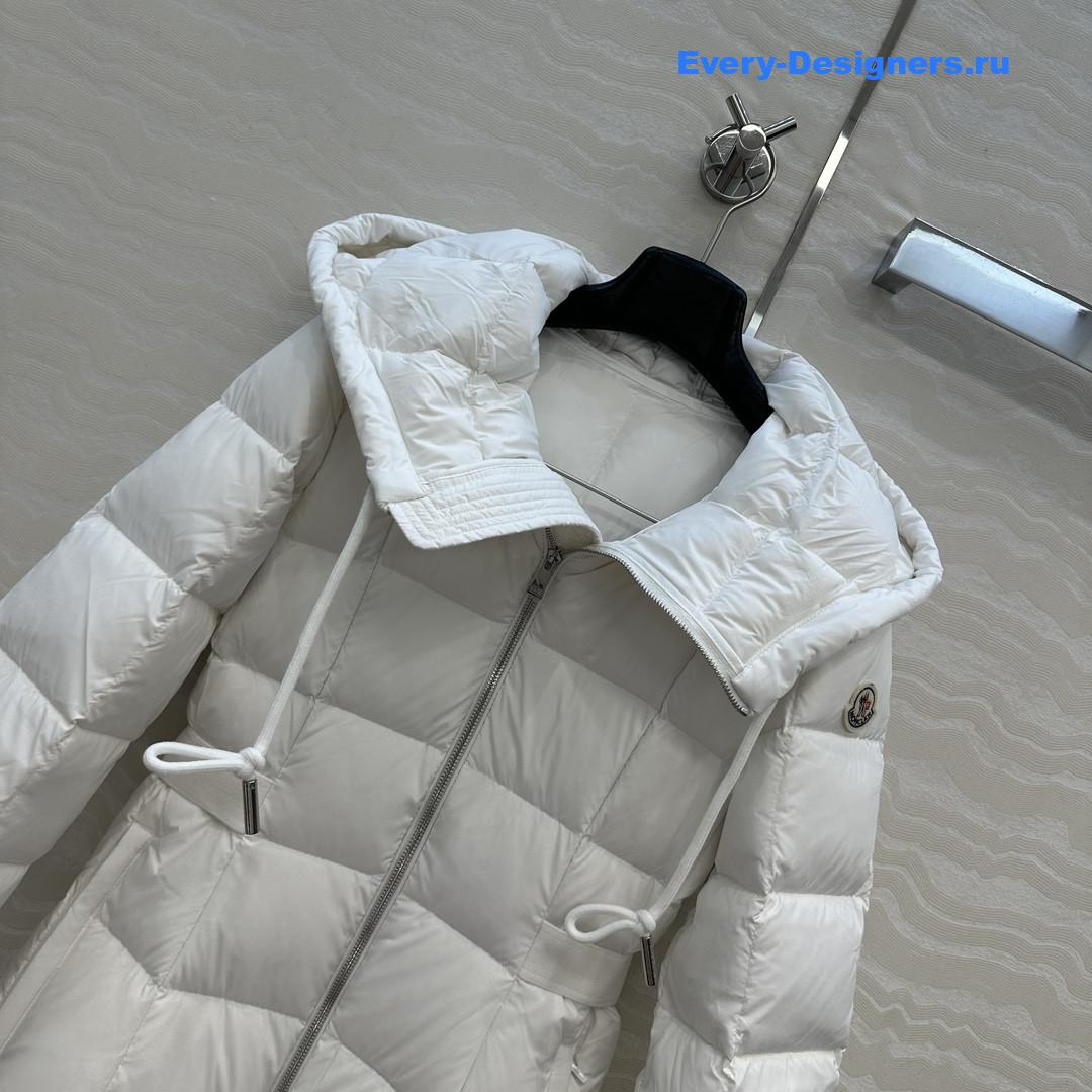 Moncler White Faucon Quilted Long Puffer Coat
