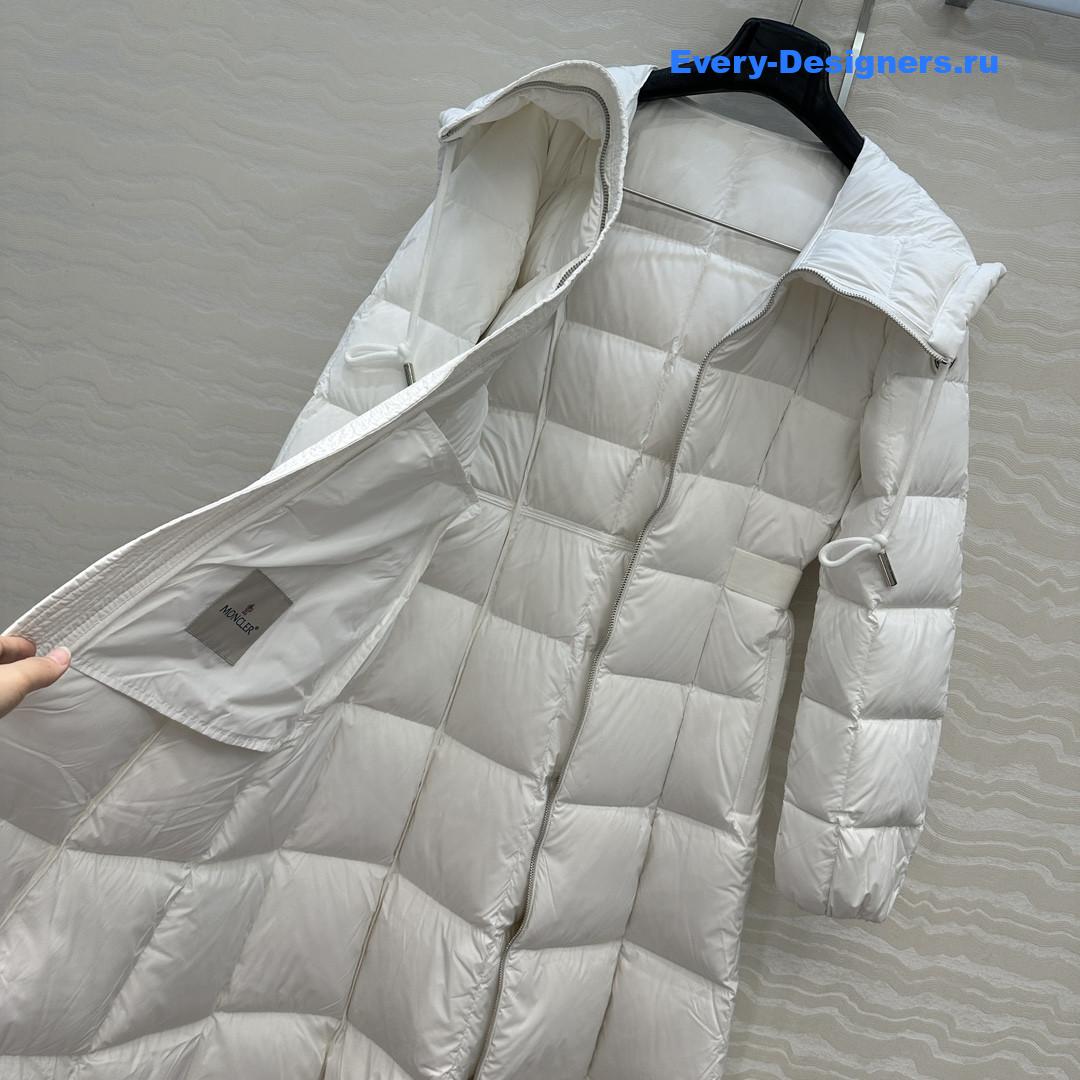 Moncler White Faucon Quilted Long Puffer Coat