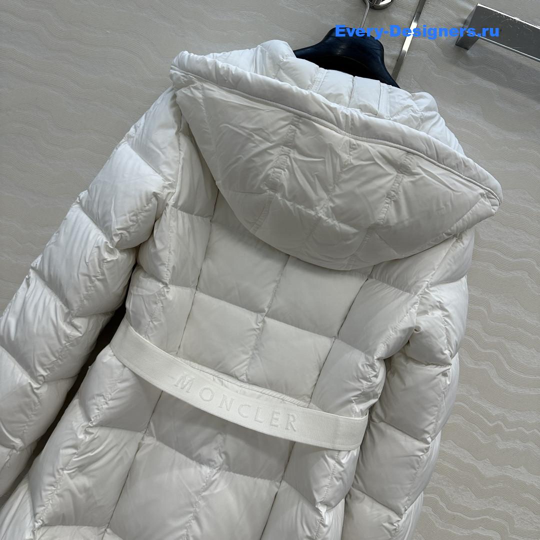 Moncler White Faucon Quilted Long Puffer Coat