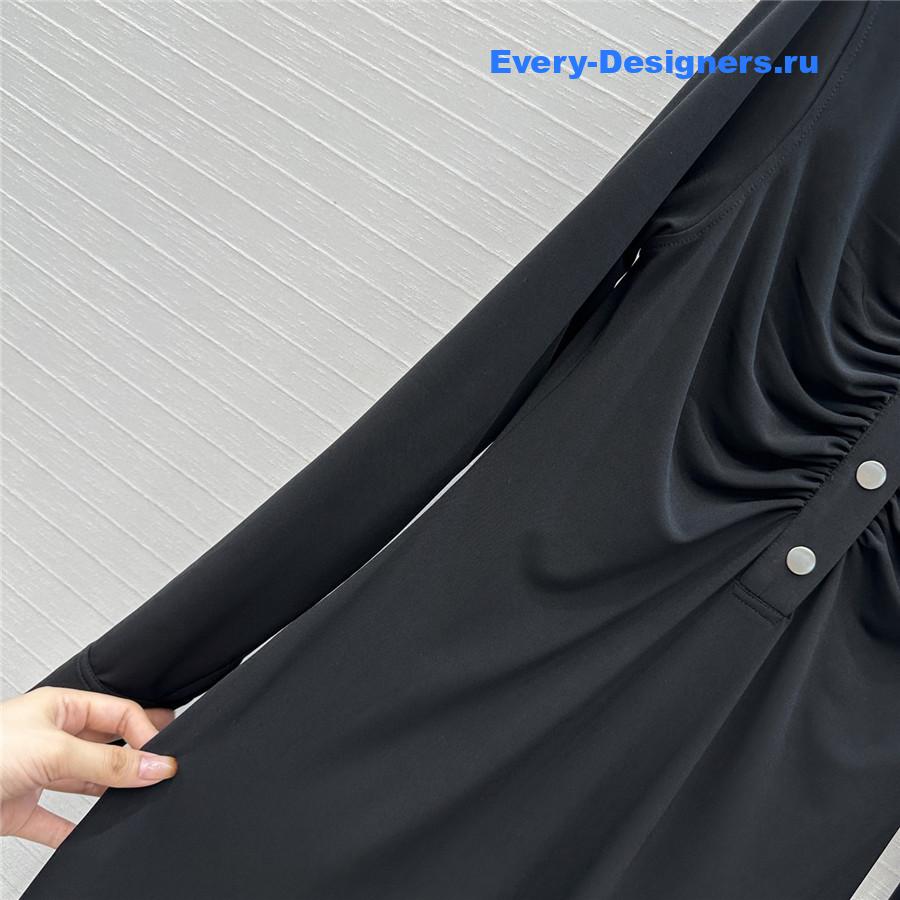 Alaia Black Soft Jersey Ruched Dress