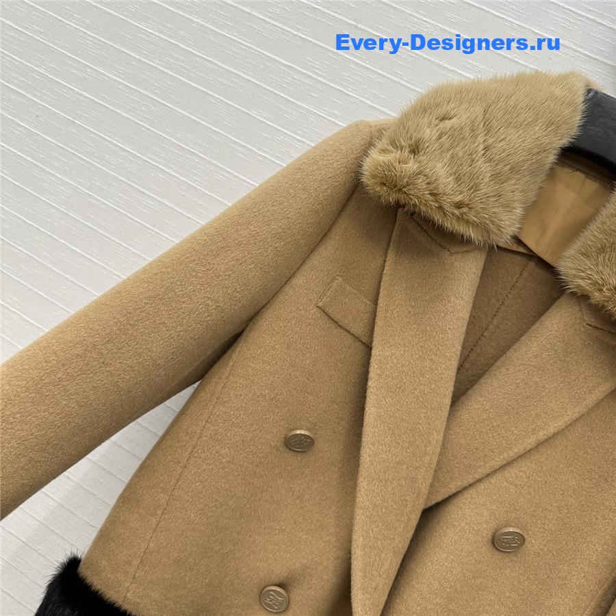 F**di camel ff mink fur cashmere coat