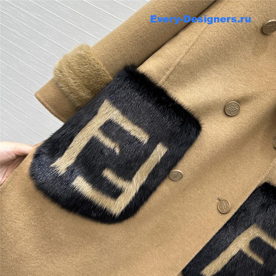 F**di camel ff mink fur cashmere coat