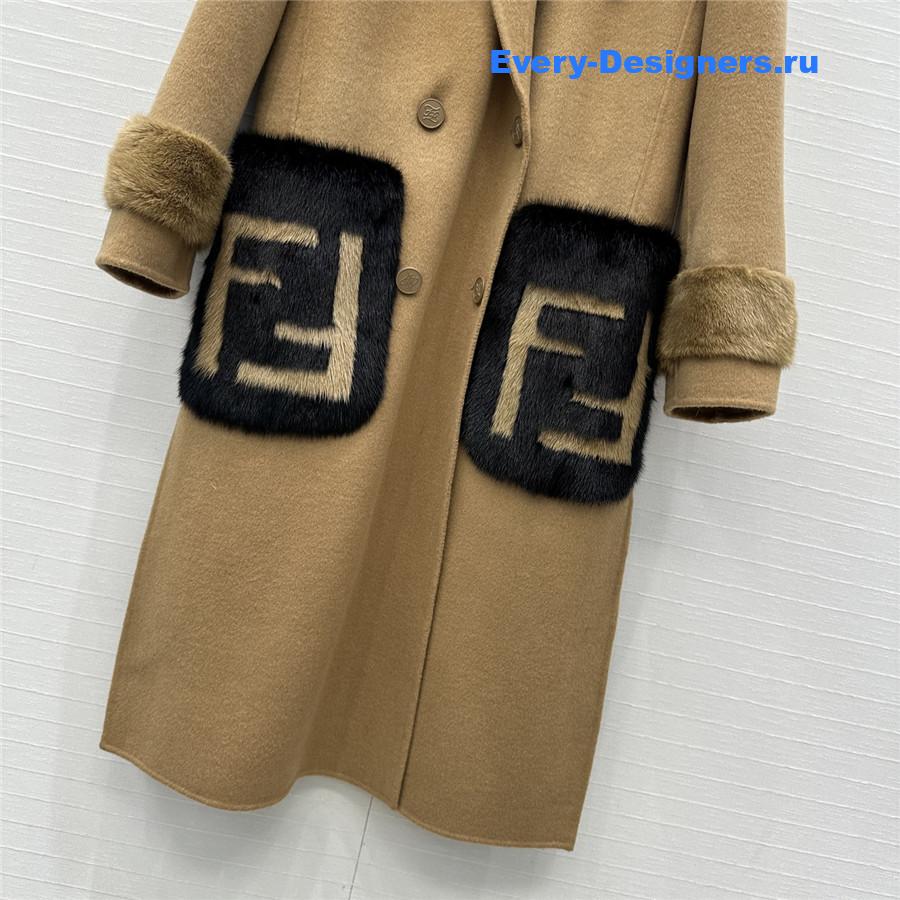F**di camel ff mink fur cashmere coat