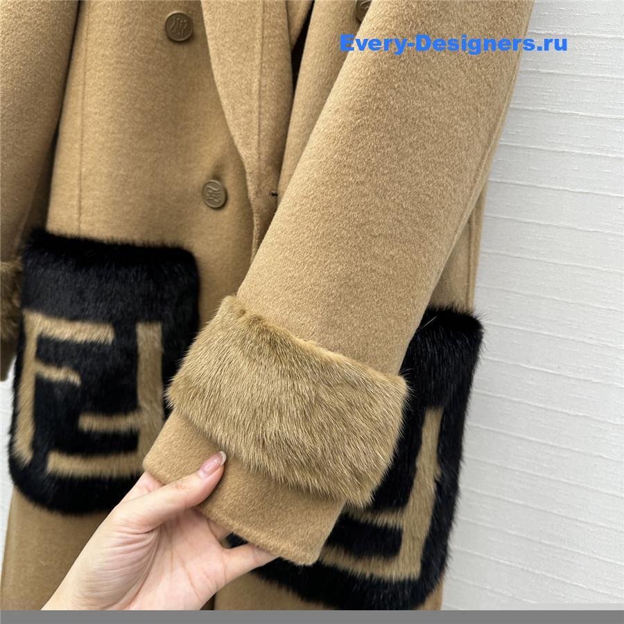 F**di camel ff mink fur cashmere coat