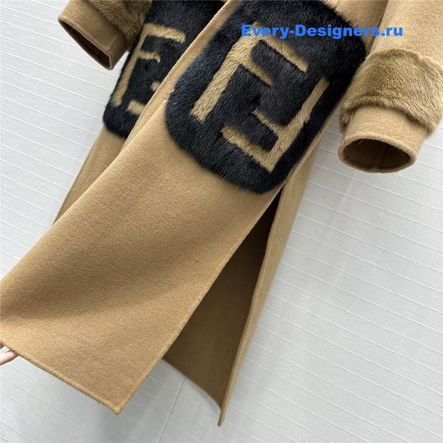F**di camel ff mink fur cashmere coat