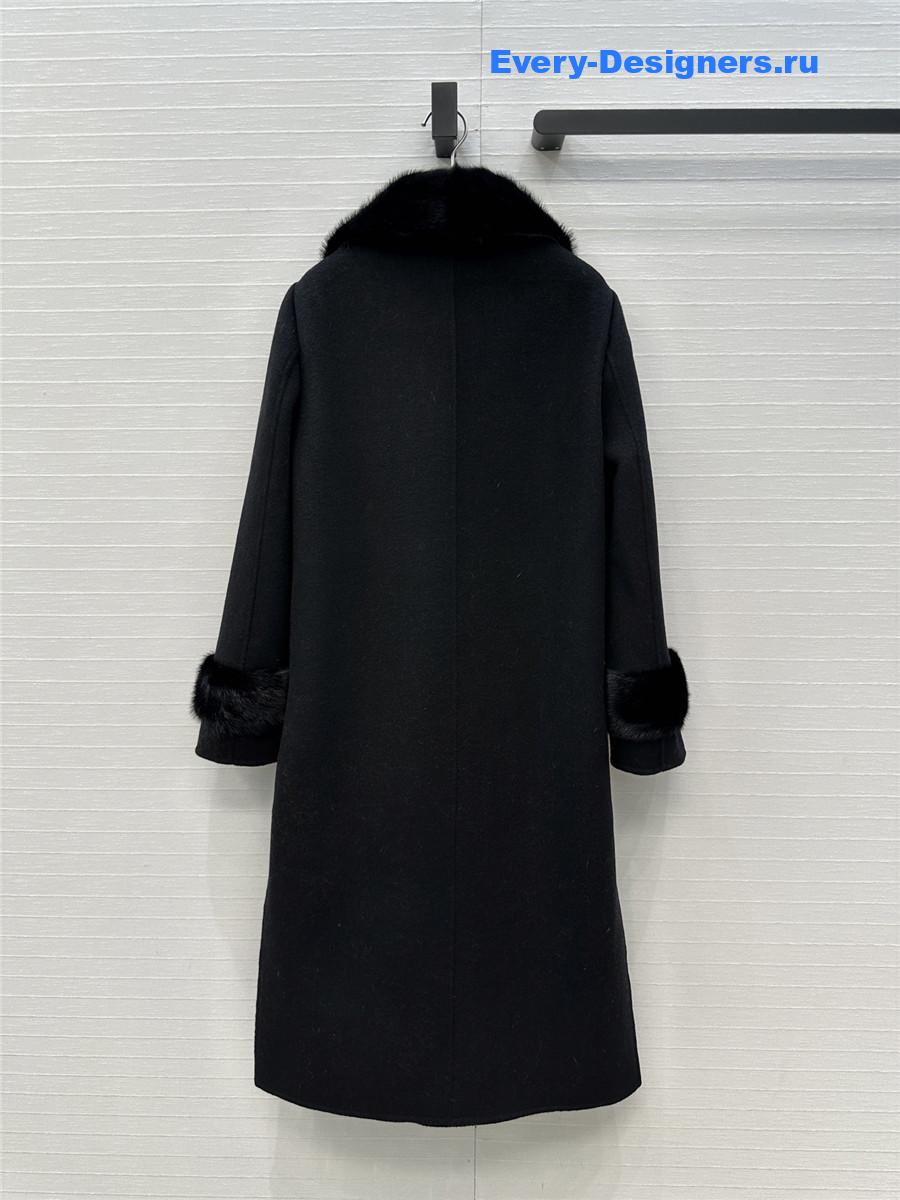 F**di black ff mink fur cashmere coat
