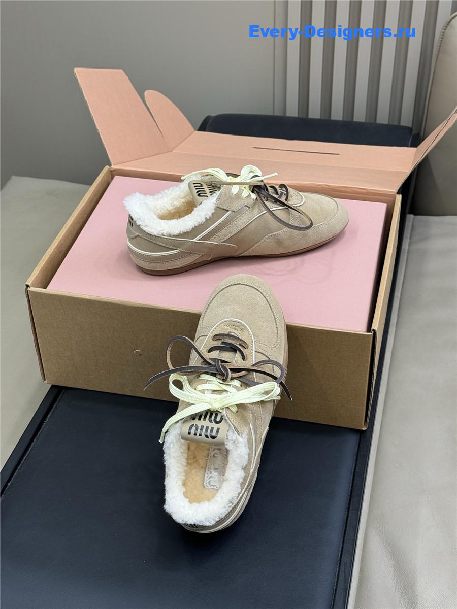 Miu Miu Gymnasium Suede Shearling Sneakers