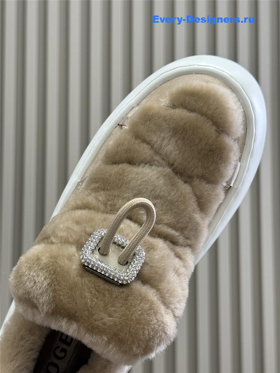 Roger Vivier Brown Shearling Suede Sneaker