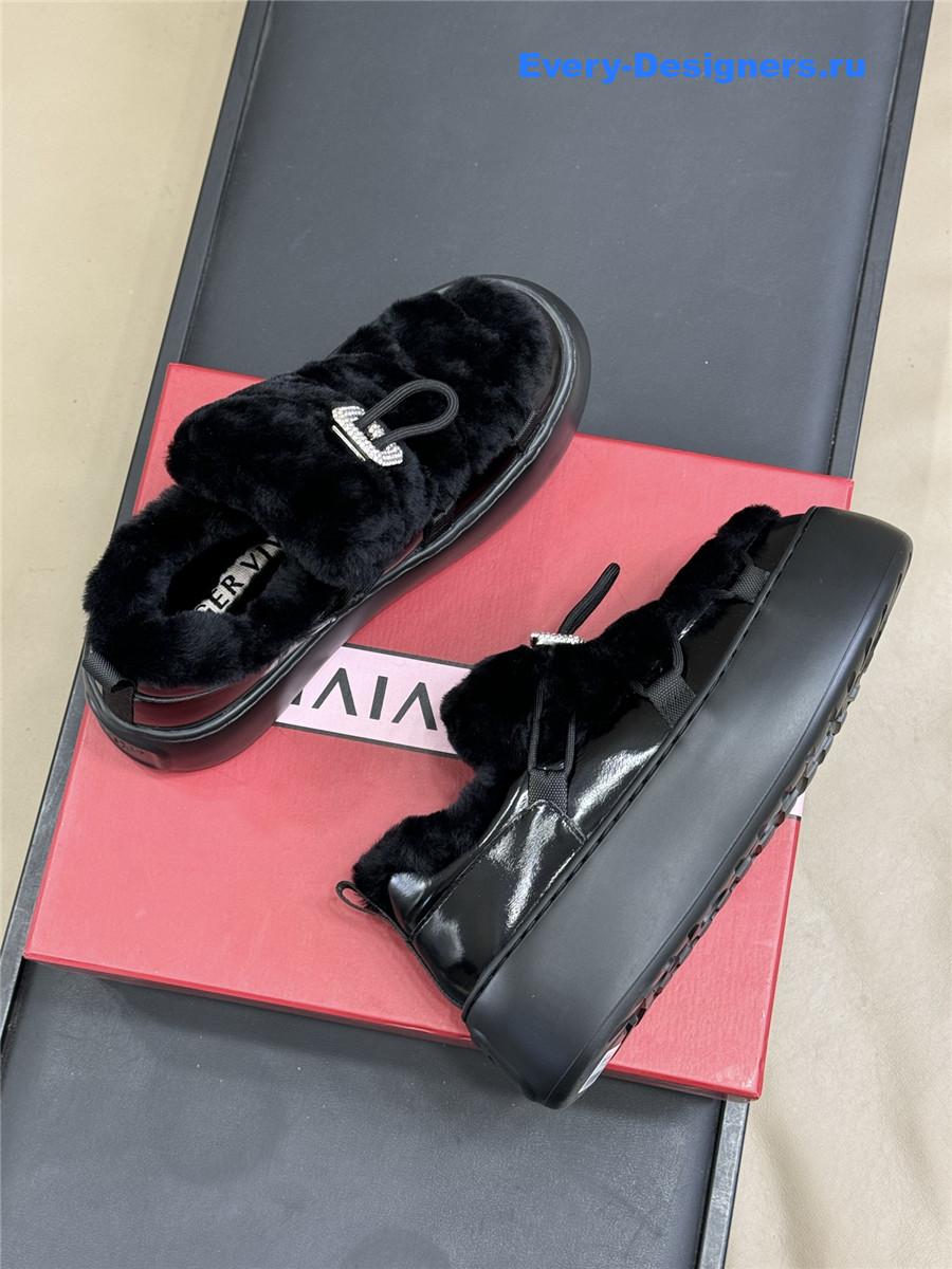 Roger Vivier Black Shearling Suede Sneaker