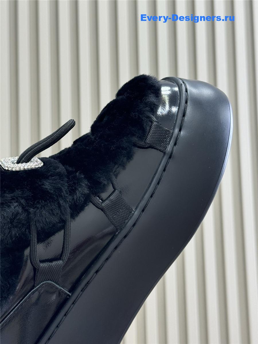 Roger Vivier Black Shearling Suede Sneaker