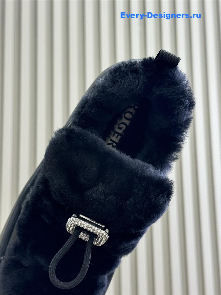 Roger Vivier Black Shearling Suede Sneaker