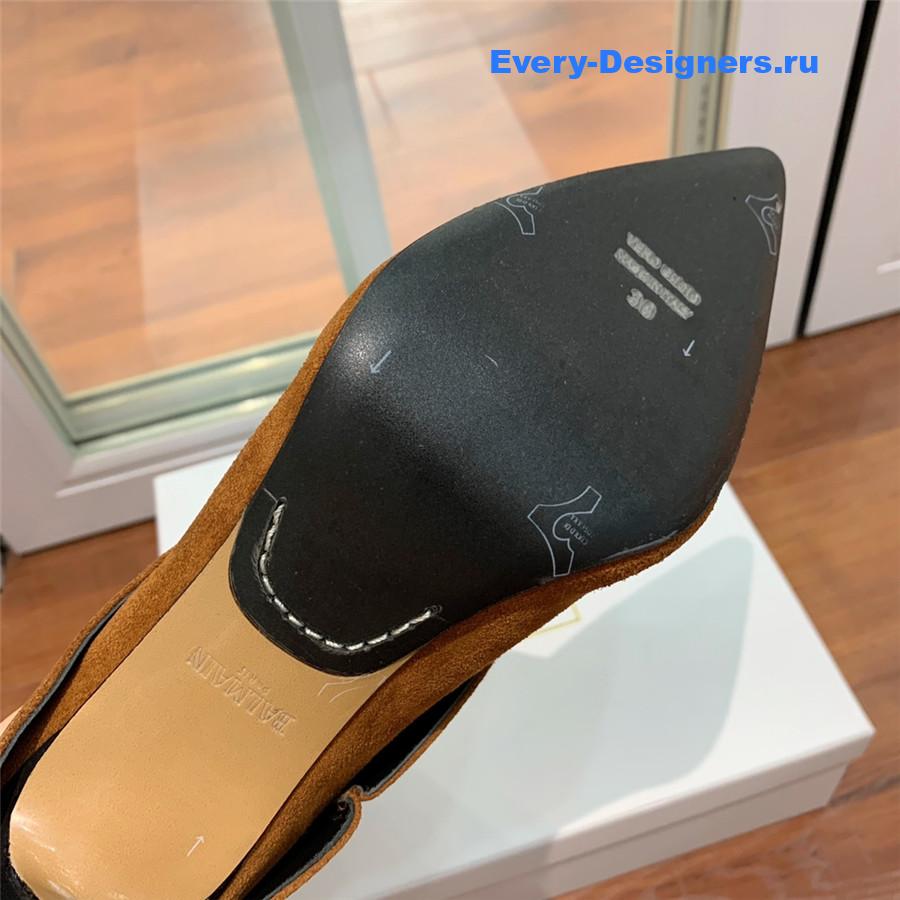 Balmain Brown Suede Pointed High-Heeled Boot