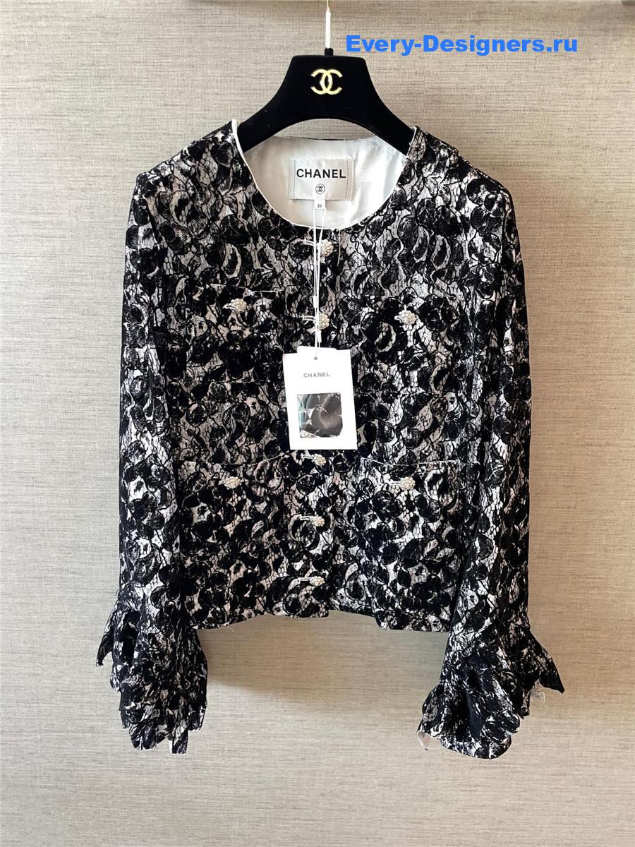 Ch**el black and white lace jacket