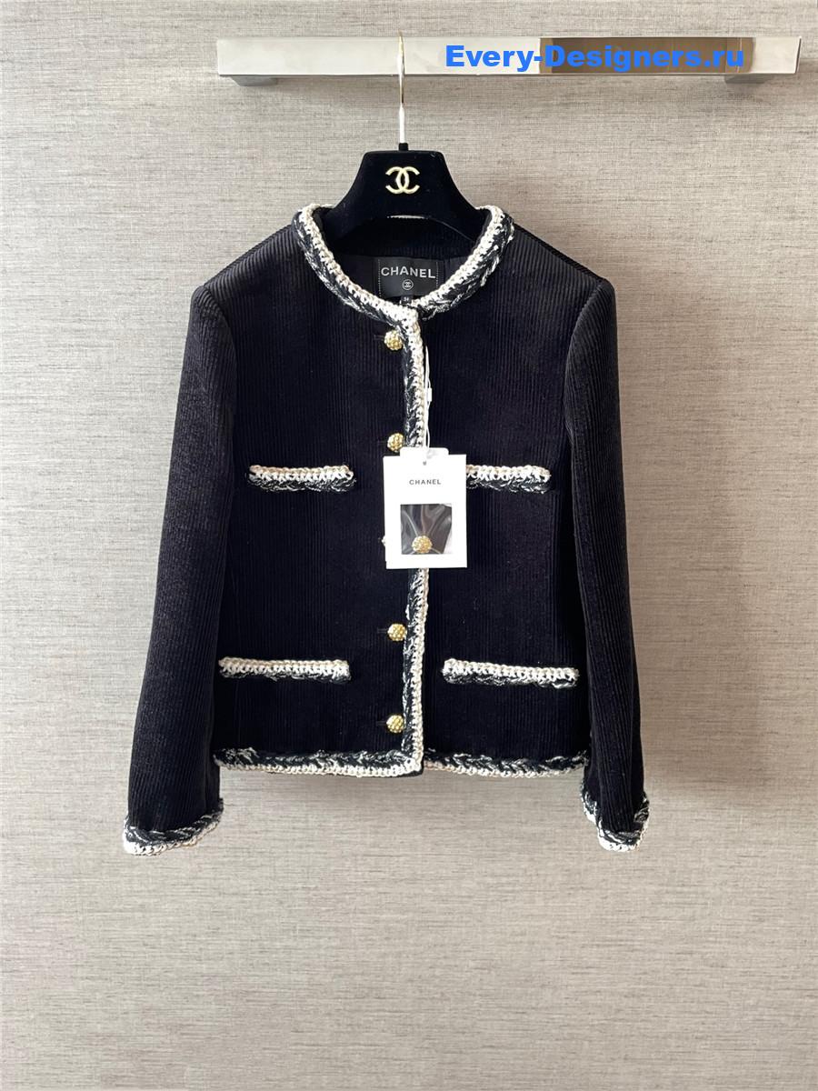Ch**el black white corduroy jacket