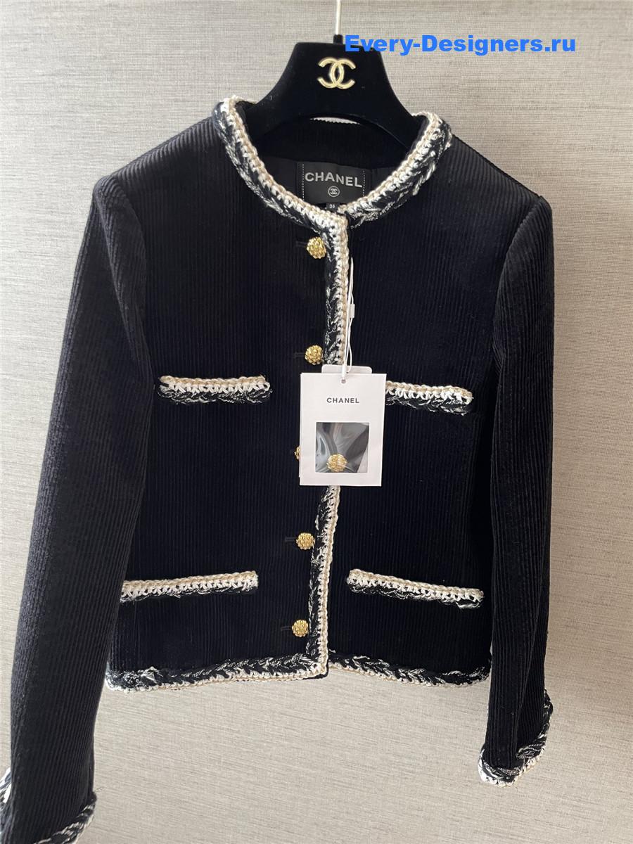 Ch**el black white corduroy jacket