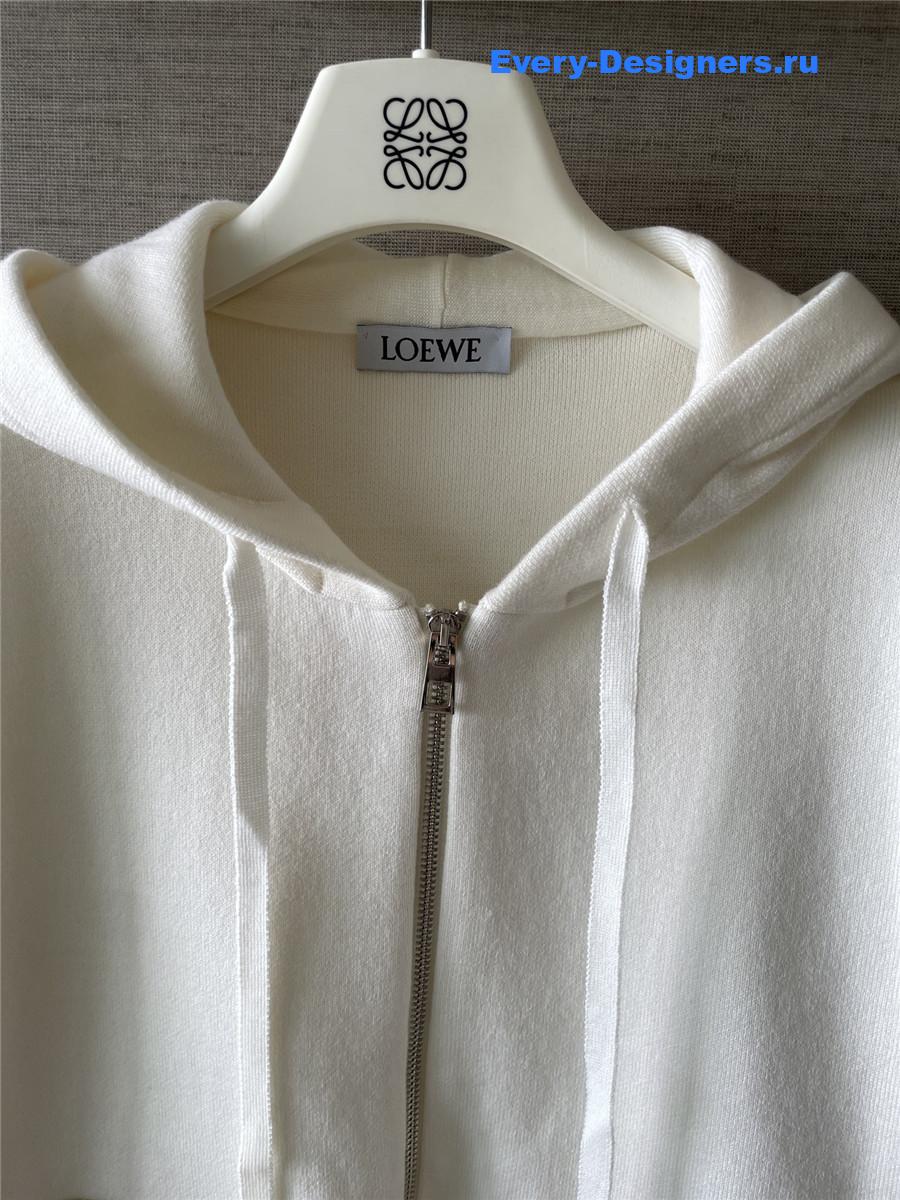L0ew* leather-trimmed wool-blend hoodie