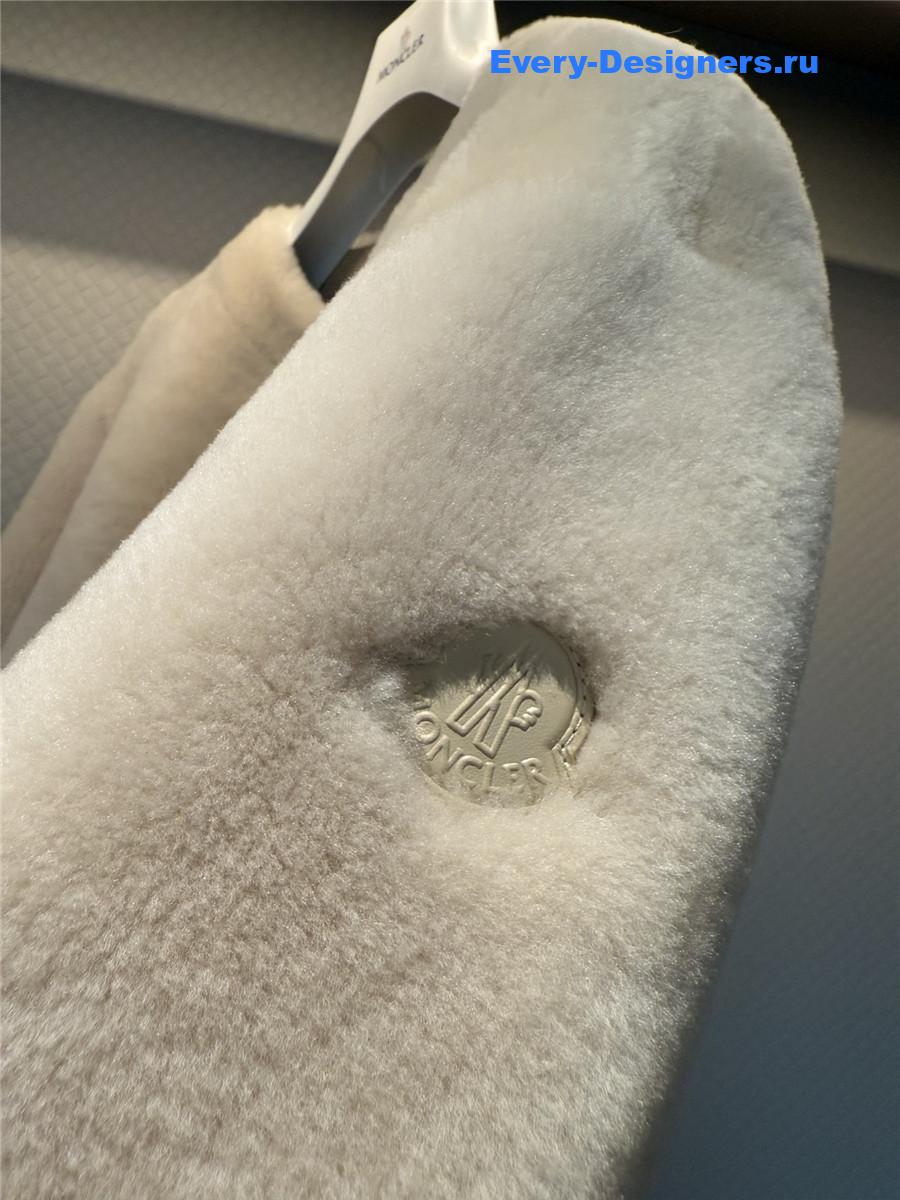 Moncler Beige Ballue Shearling Short Down Jacket