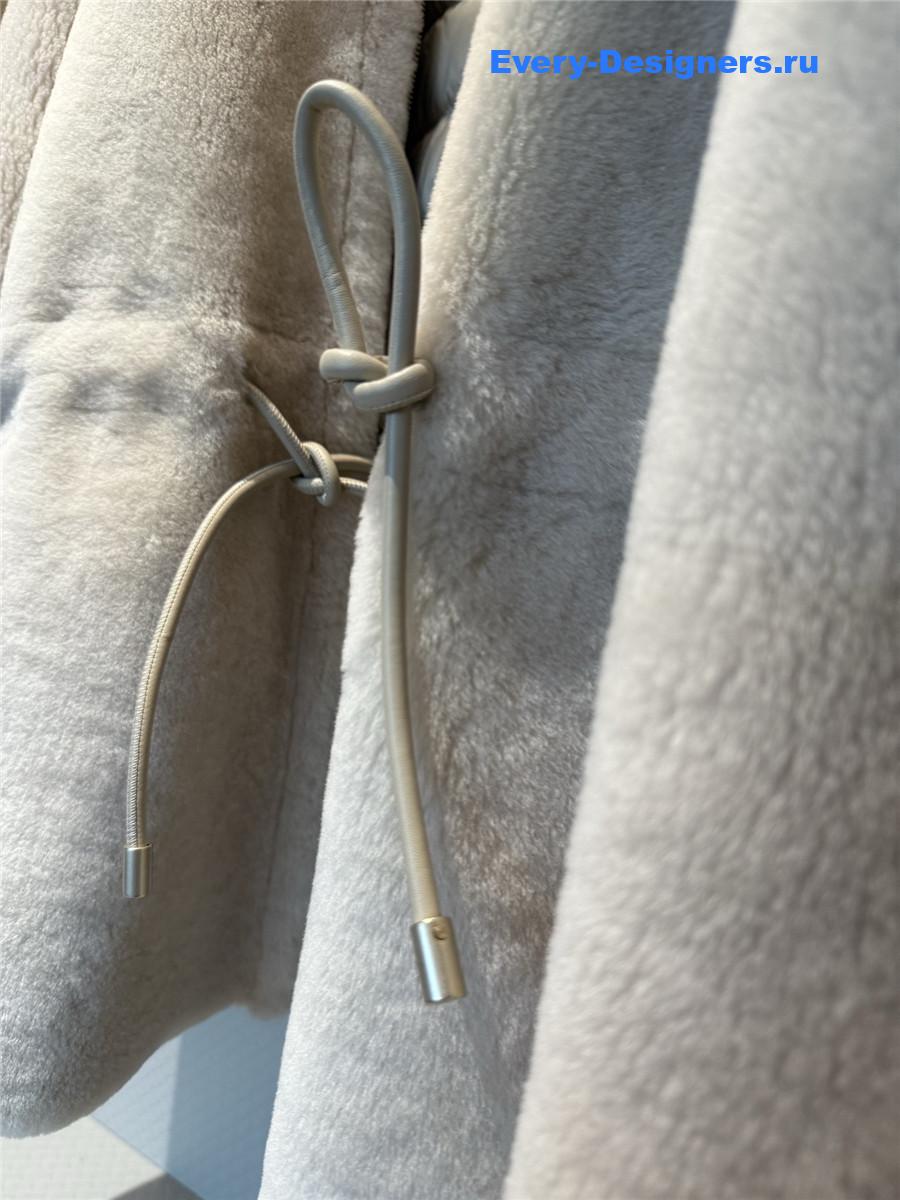 Moncler Beige Ballue Shearling Short Down Jacket