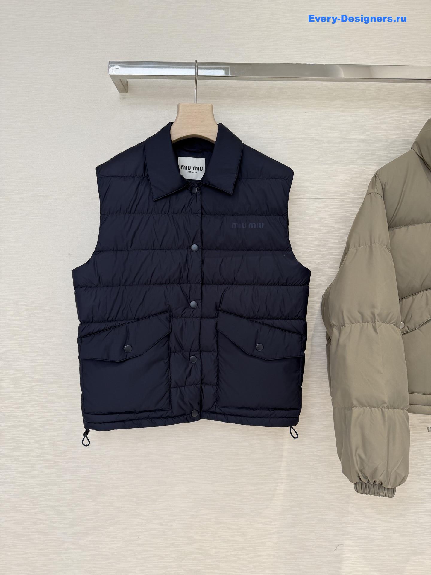 Miu Miu Navy Technical Pongé Down Vest
