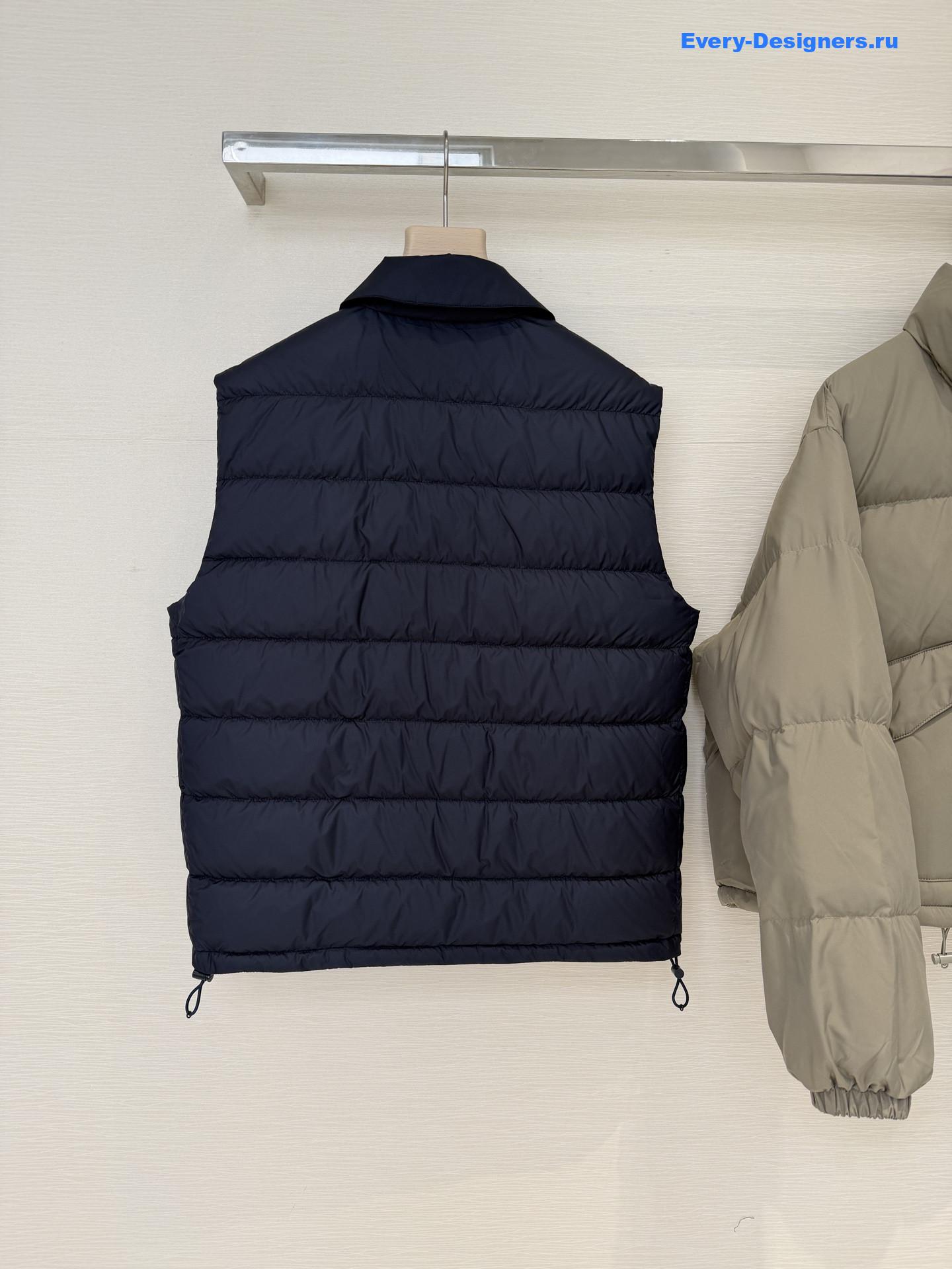 Miu Miu Navy Technical Pongé Down Vest