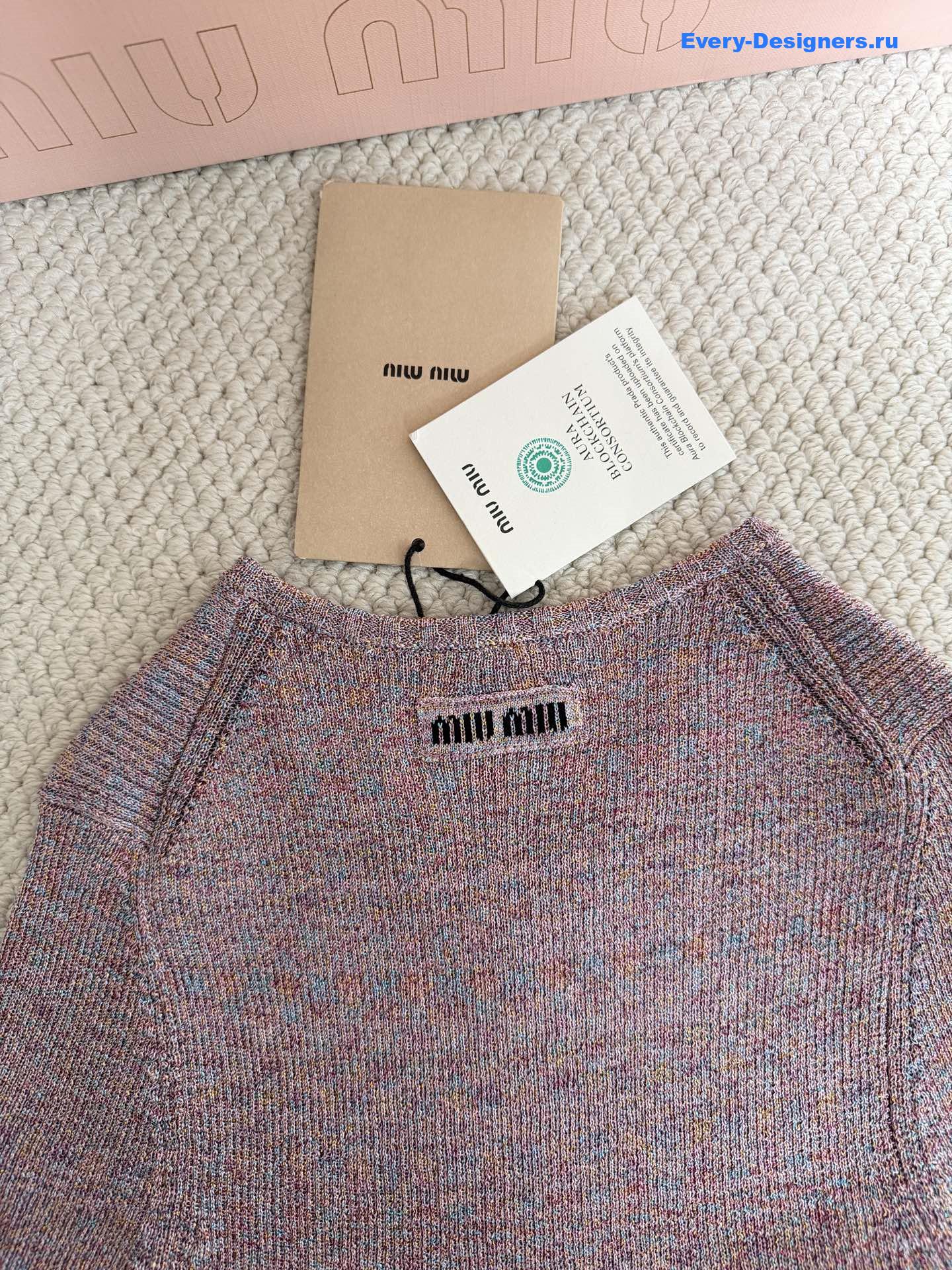 Miu Miu Crewneck Striped Knitted Top