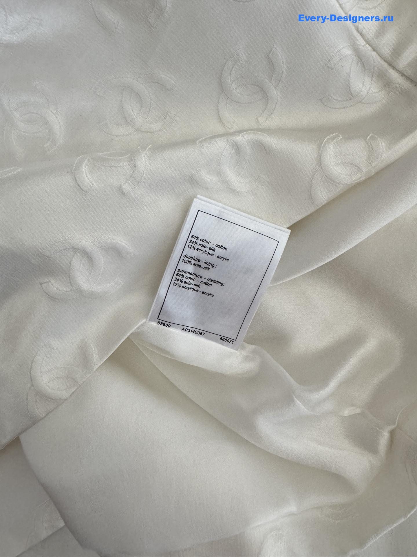 Ch**el white silk jacquard shirt