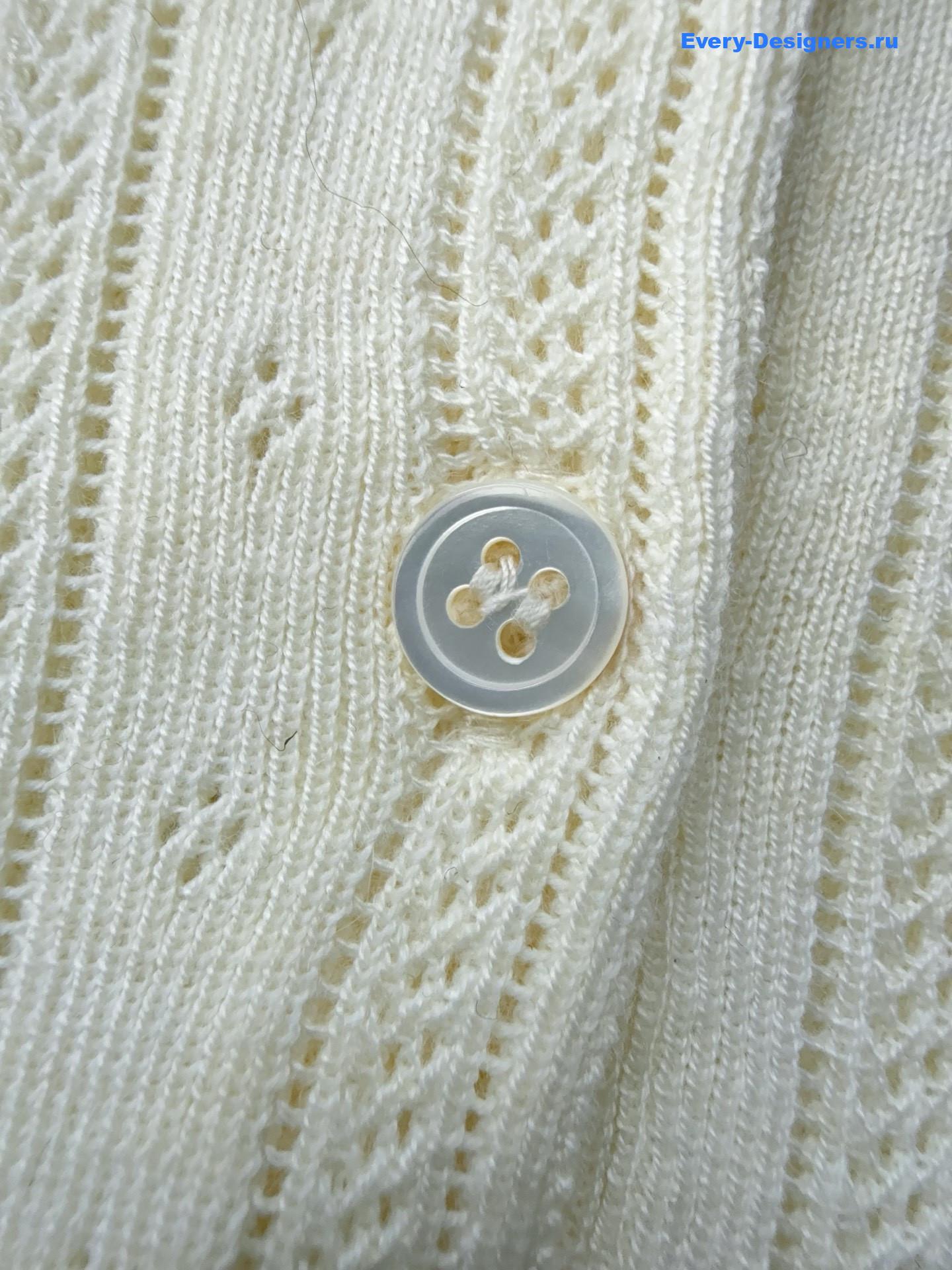 Miu Miu Long-Sleeved Pointelle Knit Polo Sweater