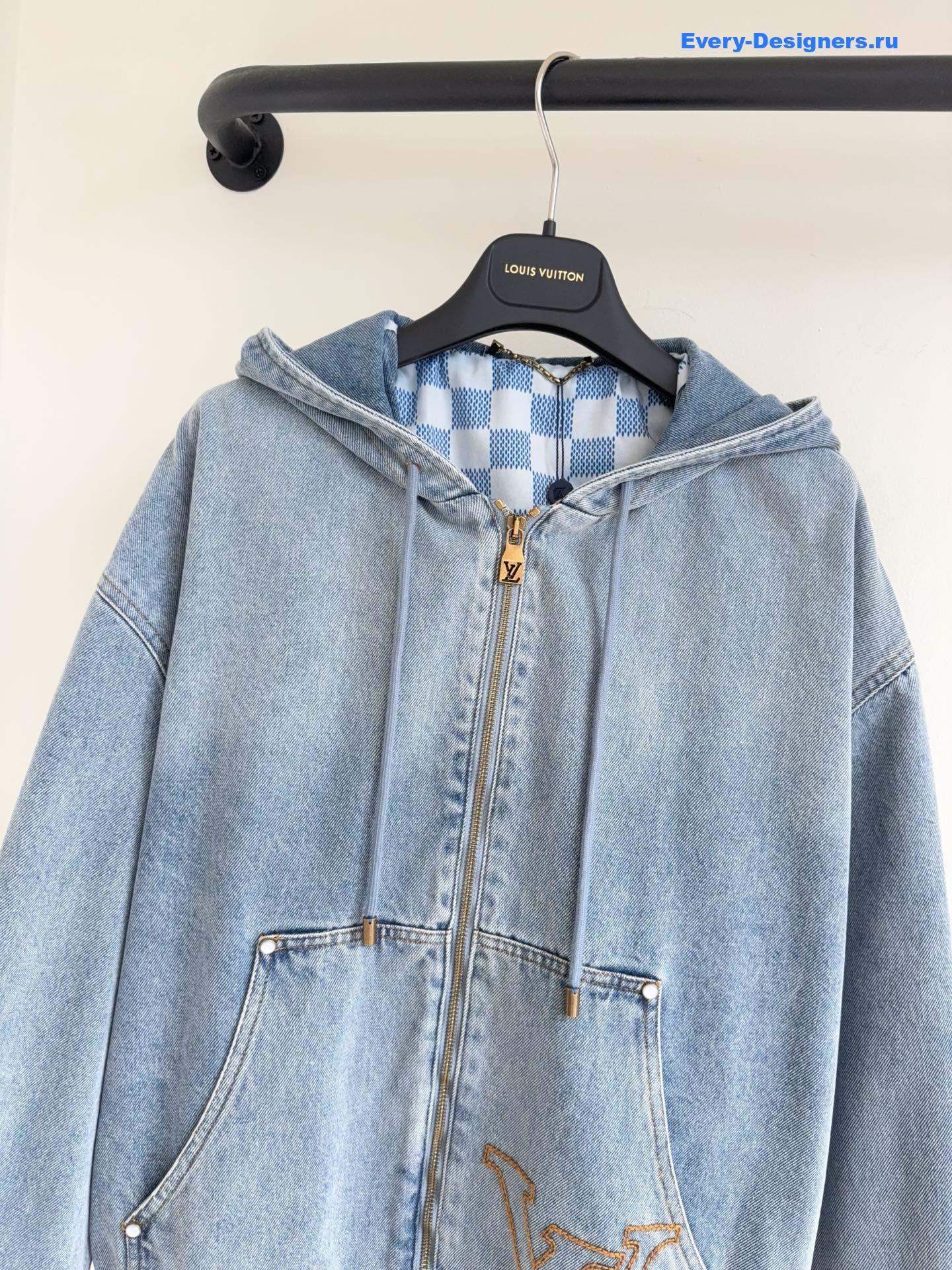 l0vis Vvtt0n flocked monogram denim hoodie