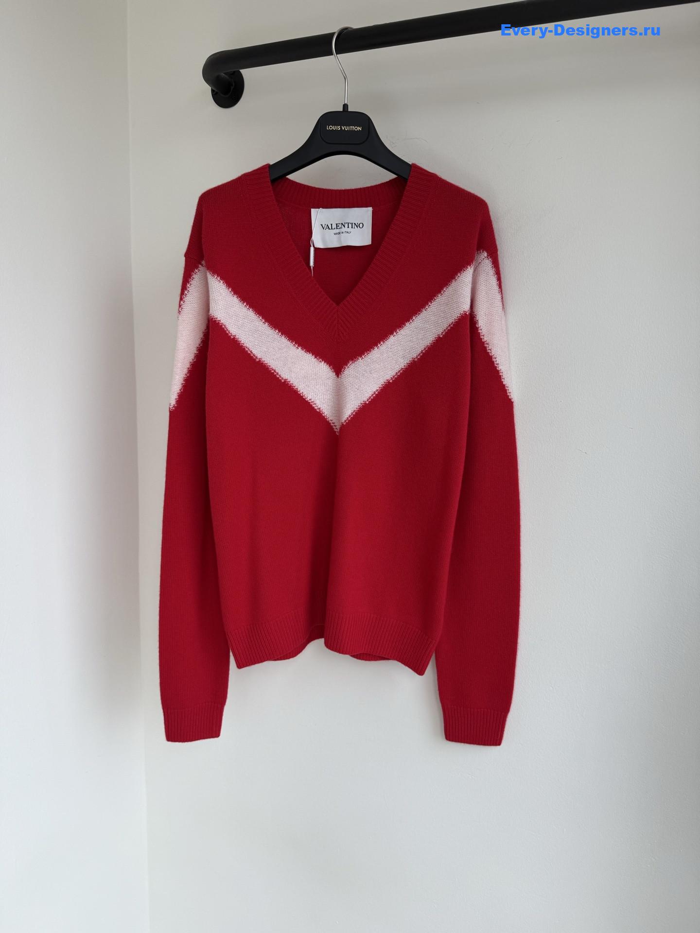 Va1e*ntin0 garavani red v-neck wool sweater