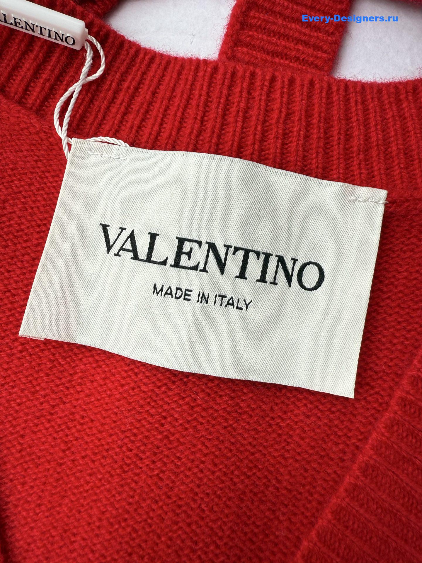 Va1e*ntin0 garavani red v-neck wool sweater