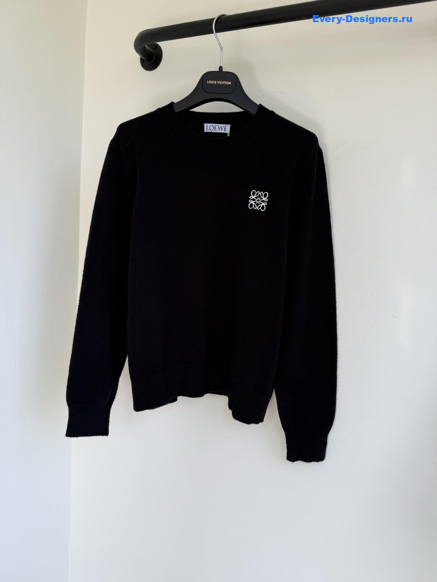 L0ew* anagram logo-embroidered black sweater