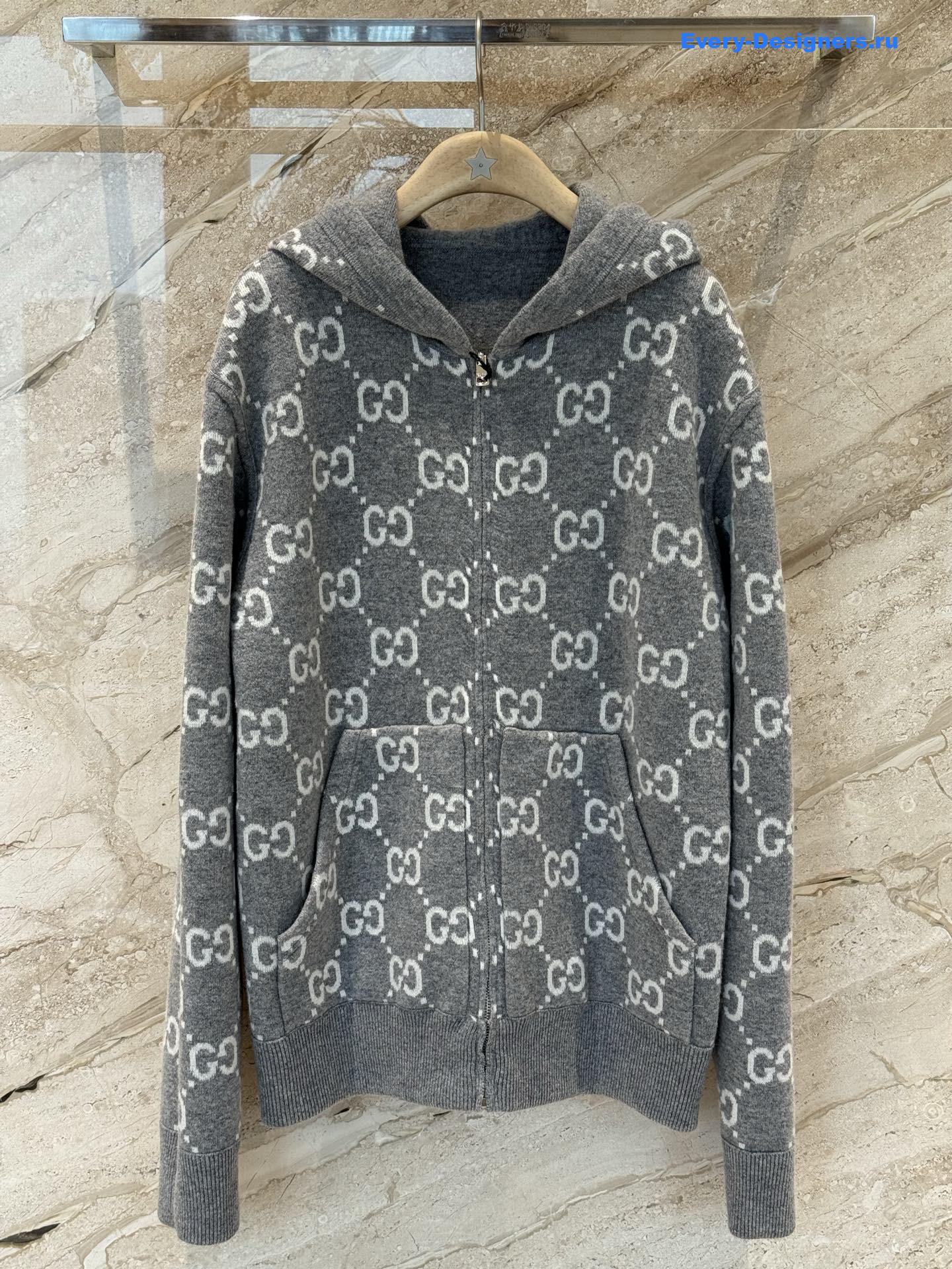 Gvc*1 gg grey wool hooded cardigan