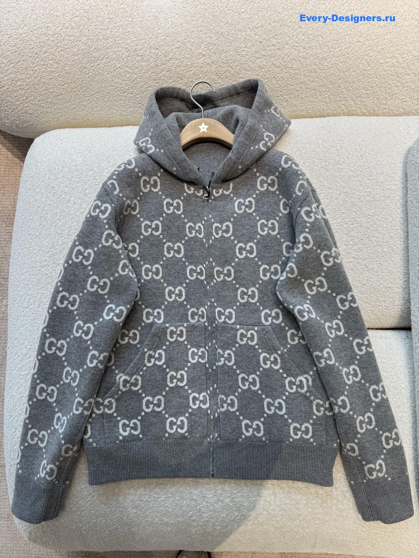 Gvc*1 gg grey wool hooded cardigan