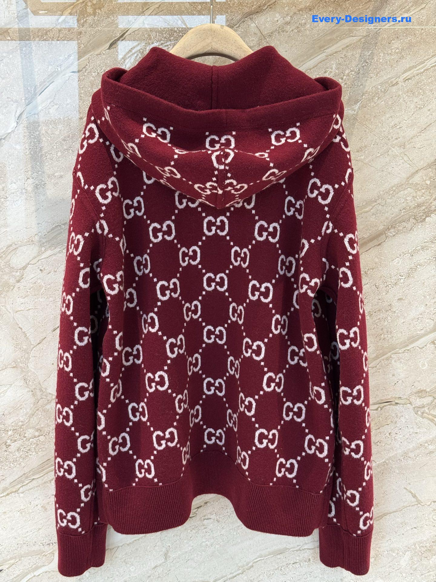 Gvc*1 gg burgundy wool hooded cardigan