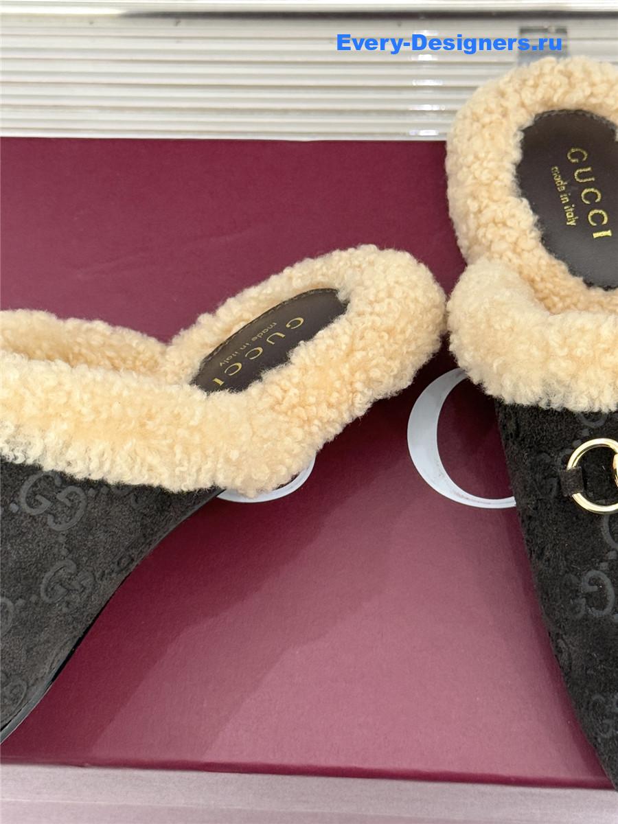 Gvc*1 horsebit gg suede shearling mules