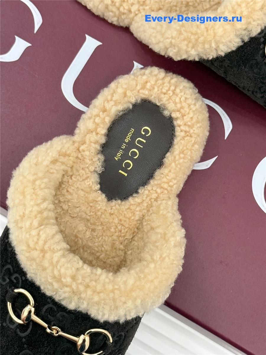 Gvc*1 horsebit gg suede shearling mules
