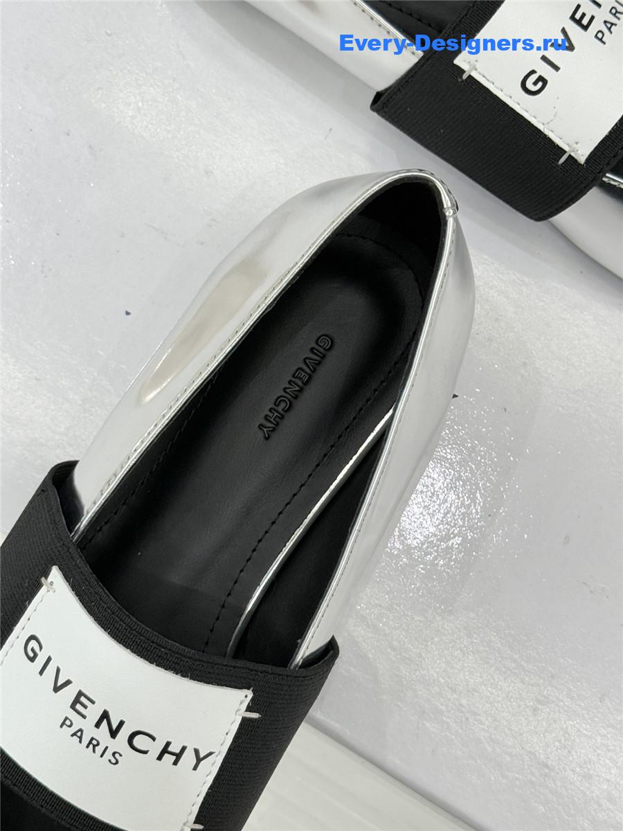 Givenchy Sliced Square Silver Leather Ballet Flats