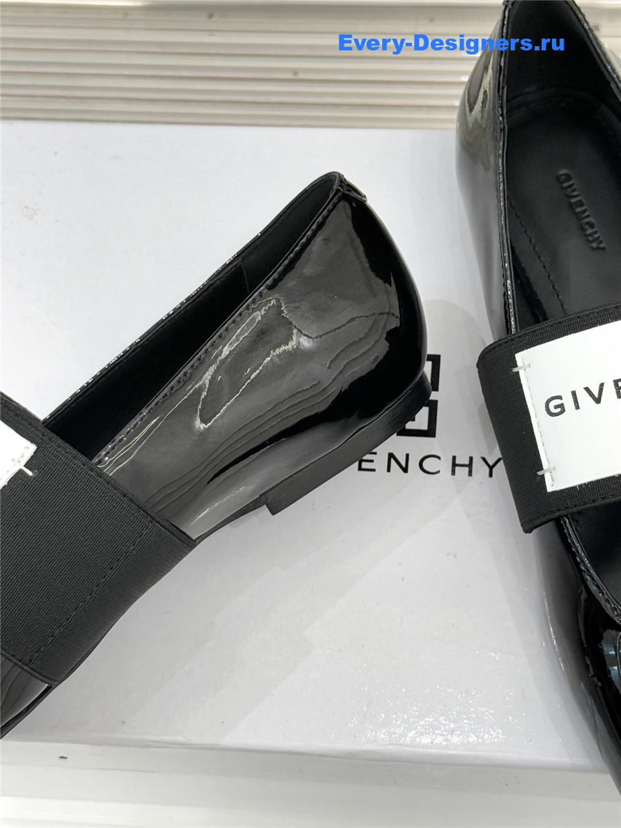 Givenchy Sliced Square Black Patent Leather Ballet Flats